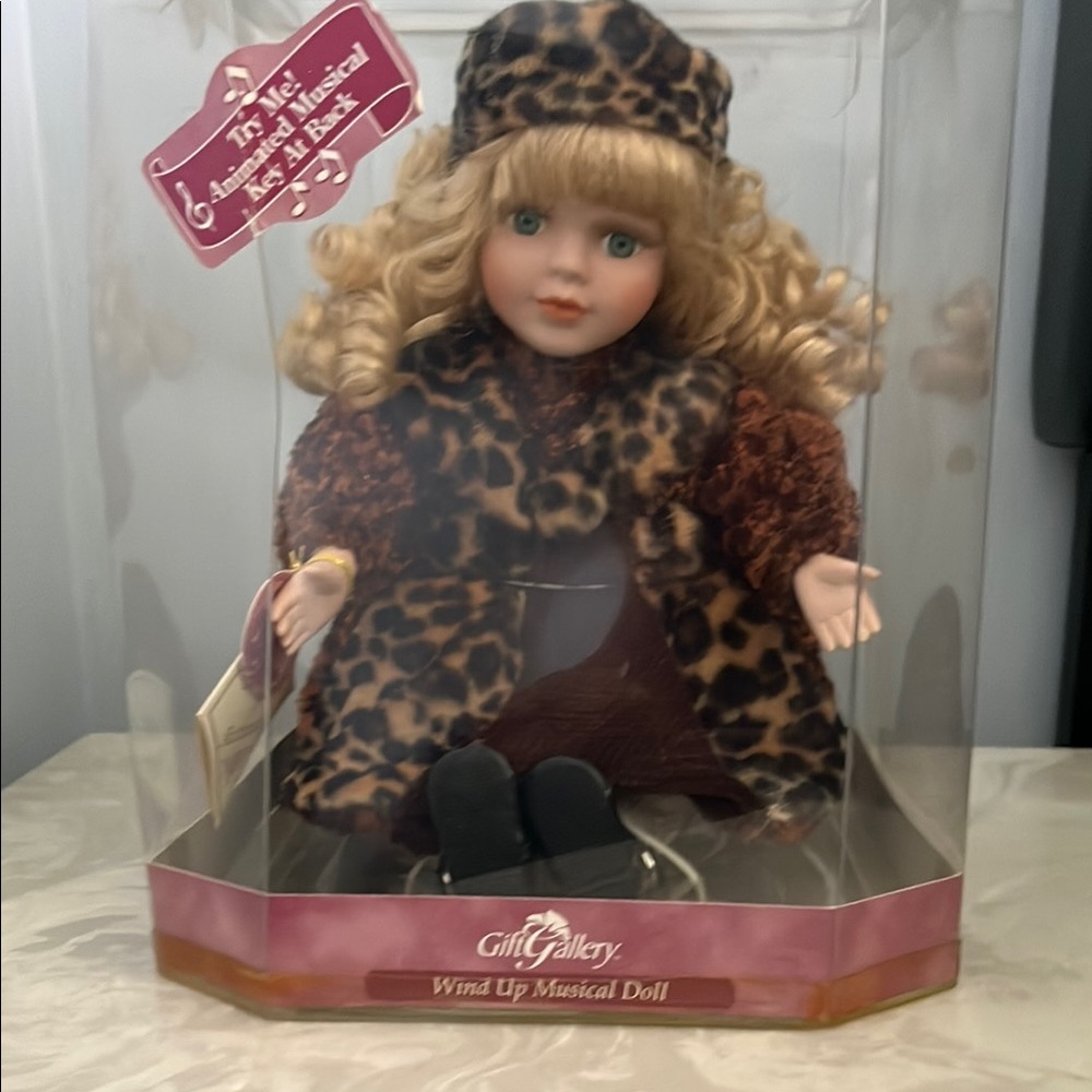 Wind Up Musical Doll - Brown and Black